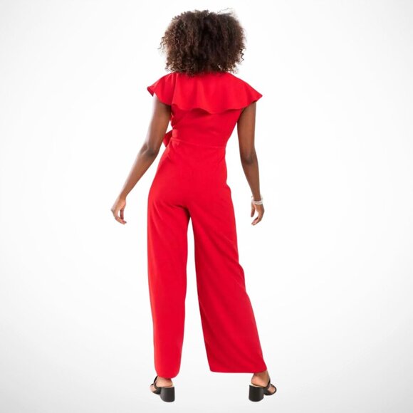 Francesca's Claudia Tied Ruffled Jumpsuit Women Size Medium NEW - Picture 3 of 11